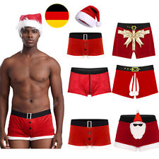 Herren Weihnachtsmann Kostüm Samt Boxershorts Hose Trunk Weinachten Nachtwäsche