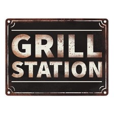 Grillstation Metallschild in