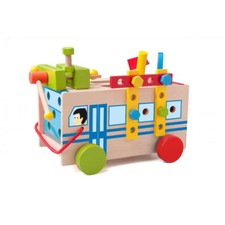 KINDER HOLZ MONTAGE BUS Kleinkinder Holzfahrzeug Bauteile Schrauben Auto # 91179