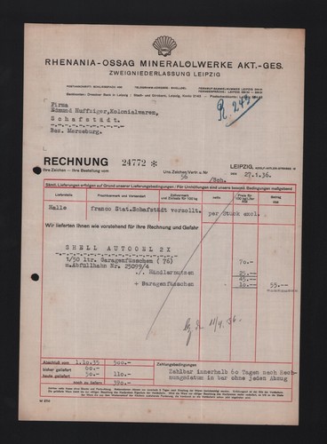 Leipzig rechnung 1936 - rechnung,