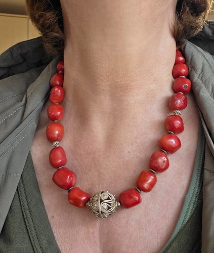 Korallenkette rot lackiert - rot,