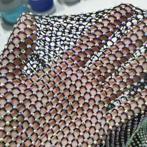 Netzstoff strass glänzend - netzstoff,