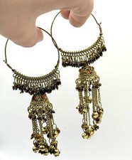 Orientalische Statement-Ohrringe – Goldfarben, mit Glöckchen & Ketten