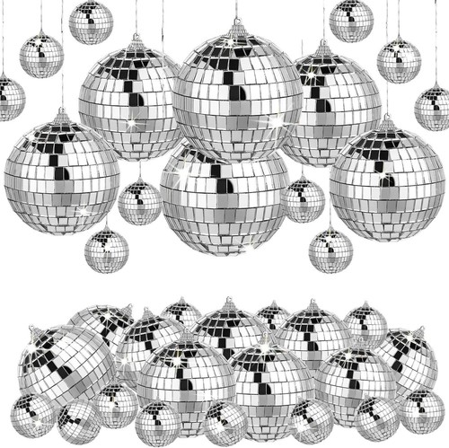 Silberne mini discokugel - silberne, set