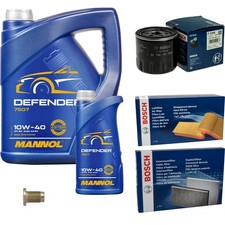 BOSCH Inspektionspaket 6 L MANNOL Defender 10W-40 für Fiat Stilo 192 1.8 16V