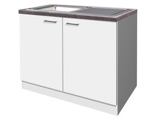 Spülenunterschrank mit Arbeitsplatte & Spüle - 100 cm breit - Weiß – Toska