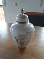 Deckelvase Mitterteich Bavaria Porzellan Blumen Goldrand Und Muster 28 Cm