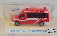 Rietze 1/87 Nr. 51060 Ford Transit Bus Einsatzleitung Feuerwehr OVP #4684
