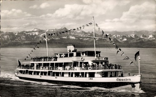 Motorschiff schwaben auf - ak,