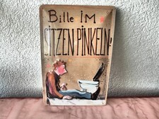 3D Blechschild gewölbt "Bitte im Sitzen pinkeln" Fun-Schild Bild für WC Toilette