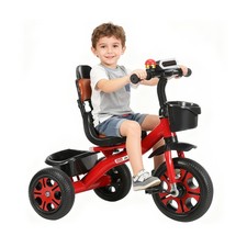 Dreirad mit Schubstange Laufrad Lenkstange Baby Kinderdreirad Musikbox und RGB