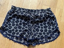 Sans Souci Shorts Kurze Hose Spitze Blau Weiß Blümchen Floral Gr. S/M