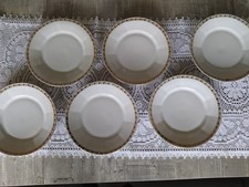 6 dekorative  alte Porzellan Kuchenteller mit Goldrandmuster  gepflegter Zustand