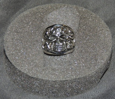 Herren Ring Totenschädel Totenkopf Strass Edelstahl 25mm Biker