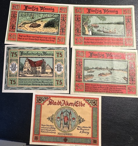 Notgeld set aken elbe - notgeld,