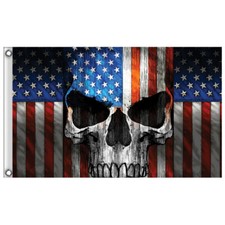 Chopper Biker Motorrad Patriot Skull Totenkopf Amerika Flag Flagge Fahne Banner