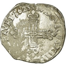 Münze, Frankreich, Louis XIII, 1/4 Écu à la croix, 1/4 Ecu, 1623, Bayonne
