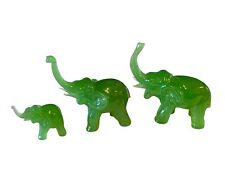 3 kleine Elefanten aus grünem Stein w. Jade Elefantenfiguren H 4-8,5 cm 49566