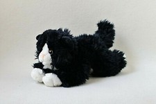 Uni Toys Katze liegend schwarz weiß 30cm Stofftier Plüschtier Kuscheltier (T183)