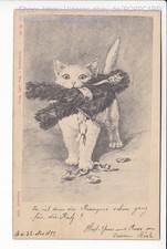 KÜNSTLERKARTE , GRUSS VOM KRAMPUS , KATZE , KRAMPUS PUPPE , ca1898