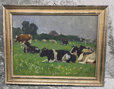 Ölgemälde auf Karton Kühe