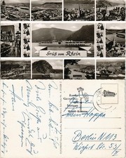 Rhein (Fluss) Mehrbild-AK Orte & Sehenswürdigkeiten, Schiff 1961