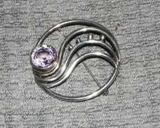 alte Silberbrosche geschliffenem Aquamarin 835 Silber filigran  15,79gr