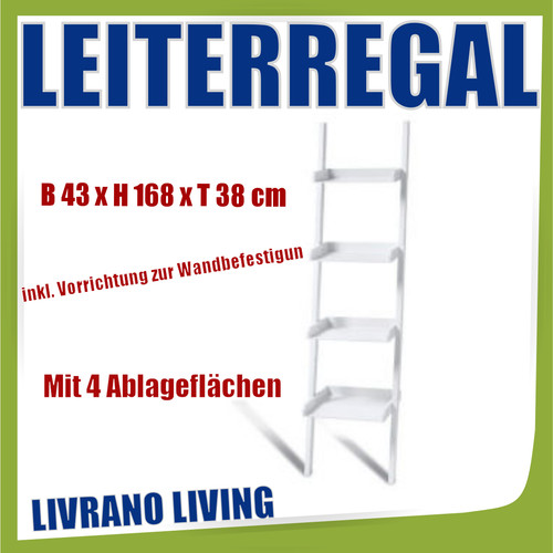 Livrano living leiterregal - leiterregal, mit