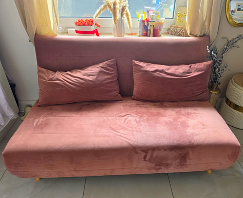 Rosa schlafsofa stoff armlos - stoff,