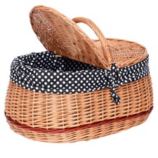 Picknickkorb mit Einlage Einkaufskorb Weidenkorb Stoff Weide Korb  KZ10BLK