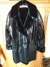 eleganter,schwarzer Ledermantel , Lederjacke, Schlangenprint,  Gr 42