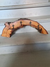 Garderobe, Kleiderbrett, 4 Kleiderhaken Baumkkante aus Echtholz, Unikat 