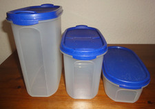 Tupperware Eidgenossen Set (3) oval milchig/blau 500 ml / 1,1 L / 1,7L *TOP*