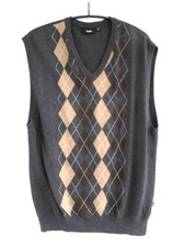 HAJO Pullunder Weste ärmellos Gr. 52 L  grau-beige Routenmuster