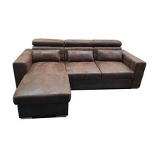 Couch Schlafsofa MAGGIO links Vintage Sofa Wildleder Schwarz Anthrazit Braun