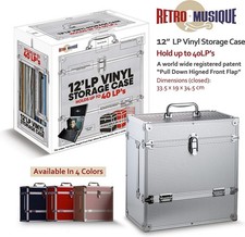 VINYL 12" KOFFER STORAGE CASE für 40 LPs / Aluminium / Schwarz / Retro Musique