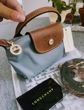 Longchamp le Pliage XP, Taubenblau mit Taschengurt