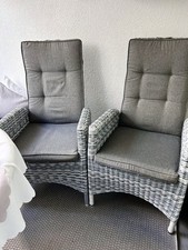 Polyrattan Hochlehner Mit verstellbarer Rückenlehne und Auflagen