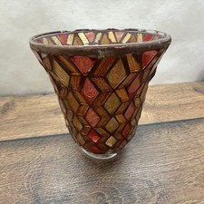 Mosaic glass votive vase red - glass,