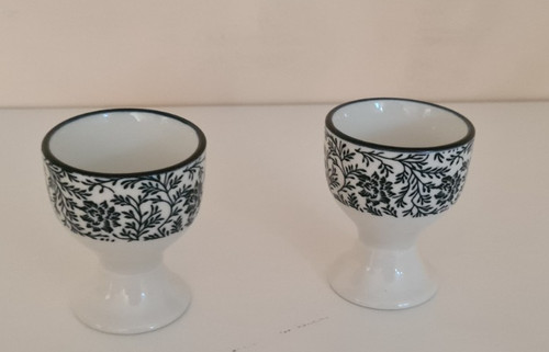 Eierbecher set weiß blau - eierbecher,