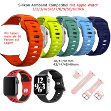 Sport Silikon Armband für Apple Watch Series 1-4 5 6 7 8 SE 38 40 41 42 44 45mm