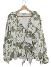 XUNA Rüschen-Bluse Damen Bluse Gr. DE 42 wollweiß-khaki Casual-Look