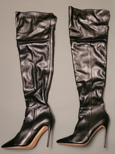 Sexy Overknee Stiefel Reißverschl. Stilettoabs. schwarz Gr. 45 -(033)