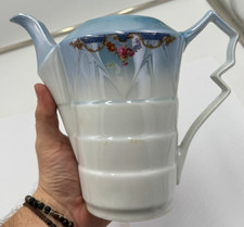 Alte antike Porzellan Kaffee Teekanne blau Original vintage retro Henkel Kanne