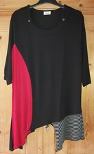 CANDA: weichfließendes Tunika-Shirt, schwarz m. rot/grau, Gr. 52/54 !!!
