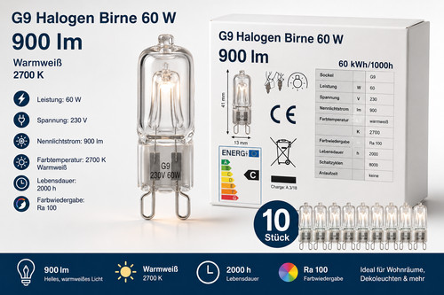 10x halogenlampen 60w - 10x, g9