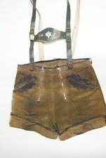 70er kurze Träger Lederhose Eichenlaub Doppelzipp Elli Zimmermann Zittau Gr.50