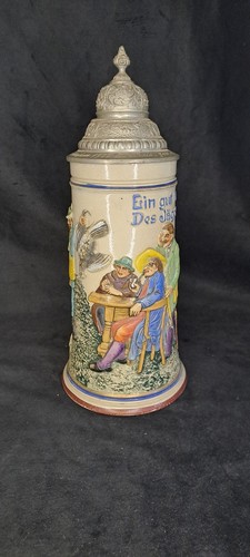 Alter bierkrug mit zinndeckel - alter,