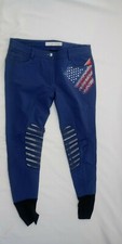 Animo Reithose Glitzer America Grip System Blau Größe: 40 Blau Reiten Hose Damen