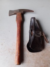 Feuerwehr Beil Axt Mit Leder Tragetasche  Kopelträger Um 1920 Antik